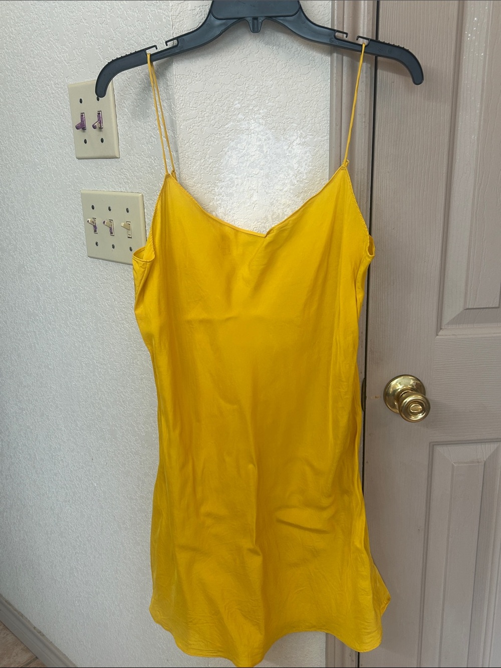 J. Crew Yellow Satin Slip Mini Dress